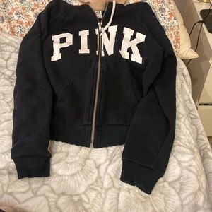 Victoria secret PINK black zip- up hoodie